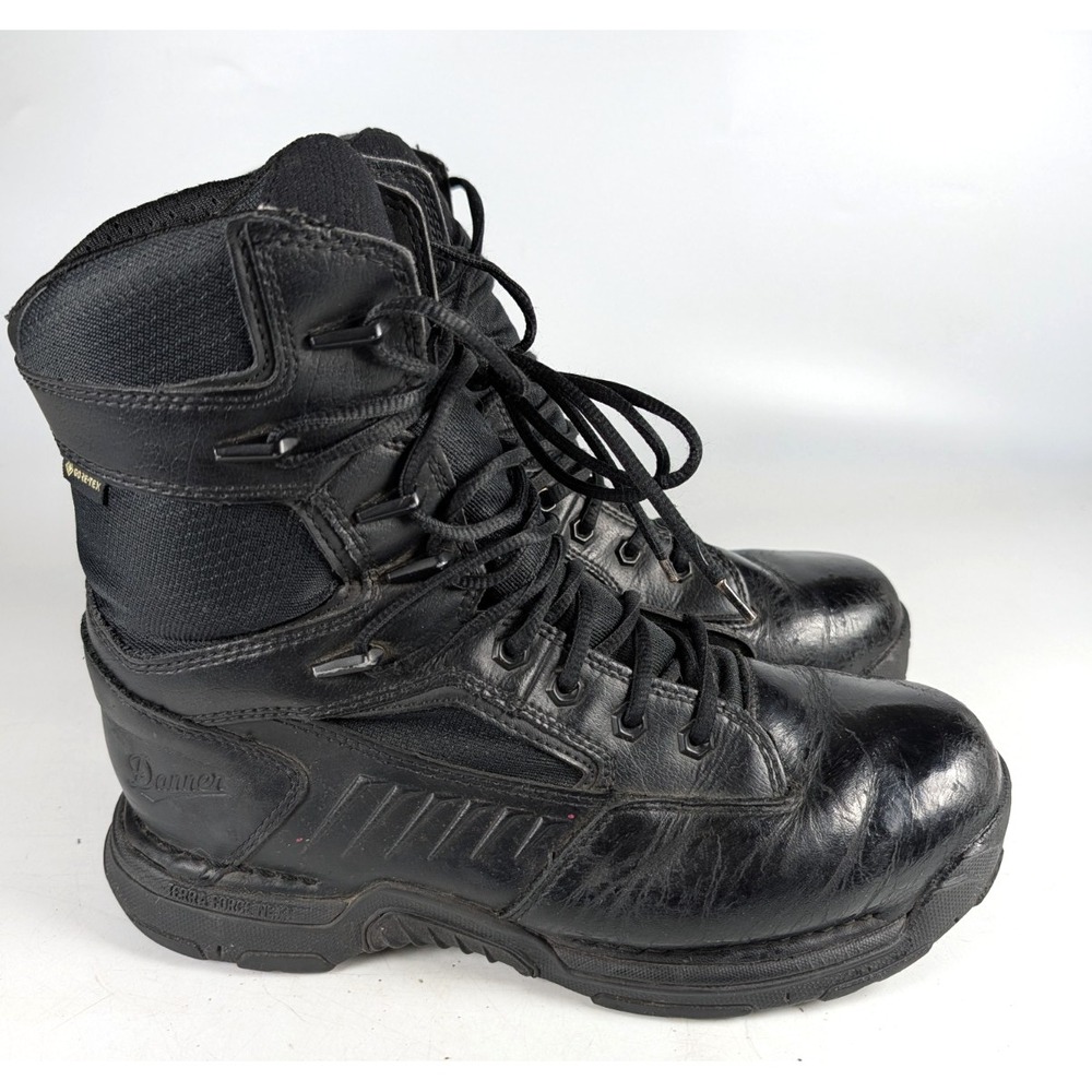 Danner Strikerbolt 8" Black GTX Leather Gore Tex Combat Boot Side Zip Men's 9.5